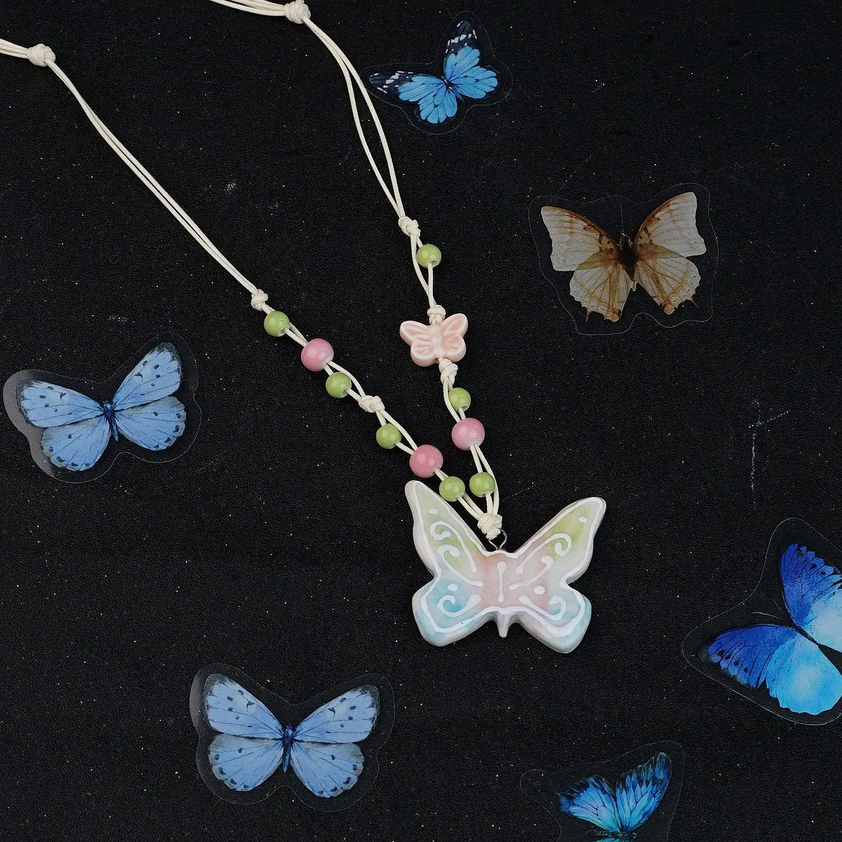 Ceramic Butterfly Necklace A&N