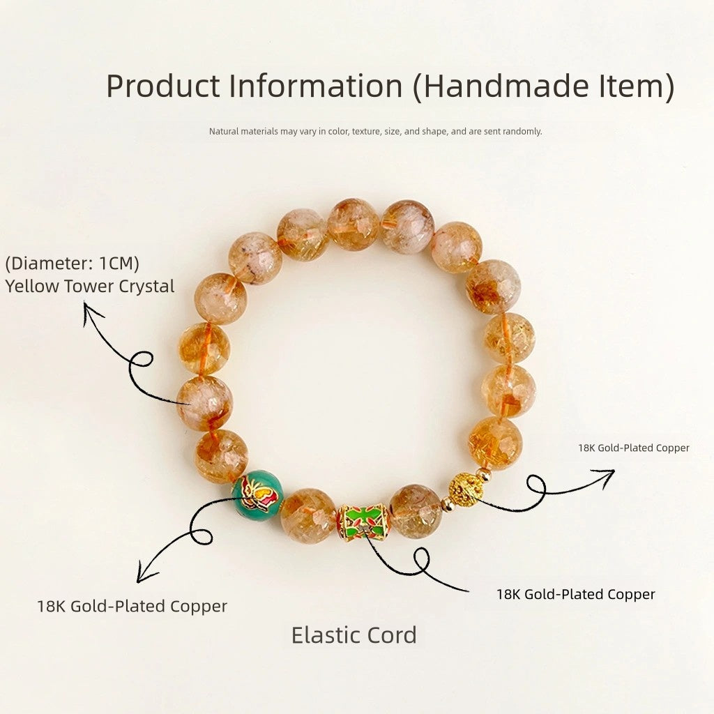 Handmade Natural Yellow Tower Crystal Bracelet
