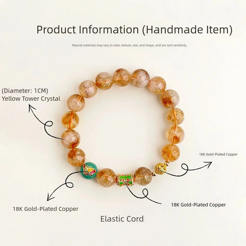 Handmade Natural Yellow Tower Crystal Bracelet A&N