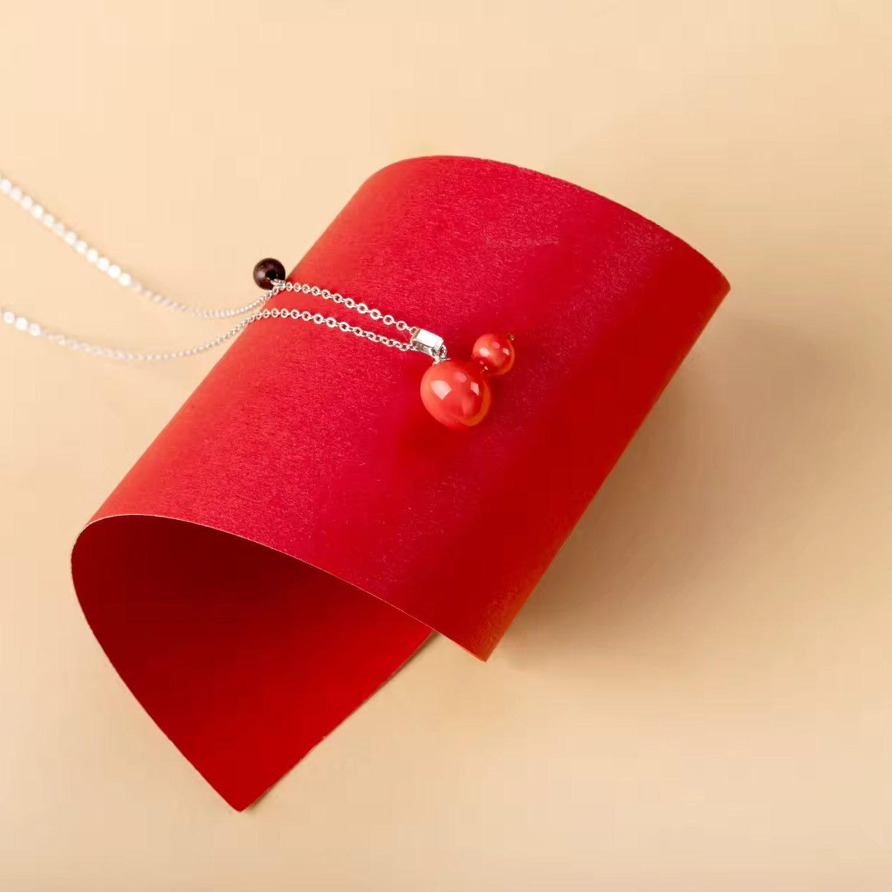 Artisan Red Ceramic Gourd Jewelry Set