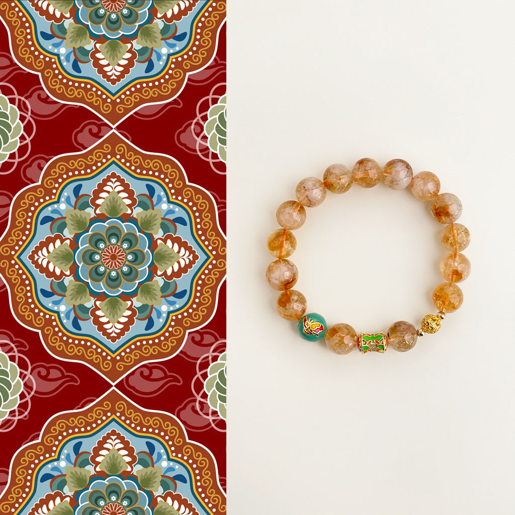 Handmade Natural Yellow Tower Crystal Bracelet