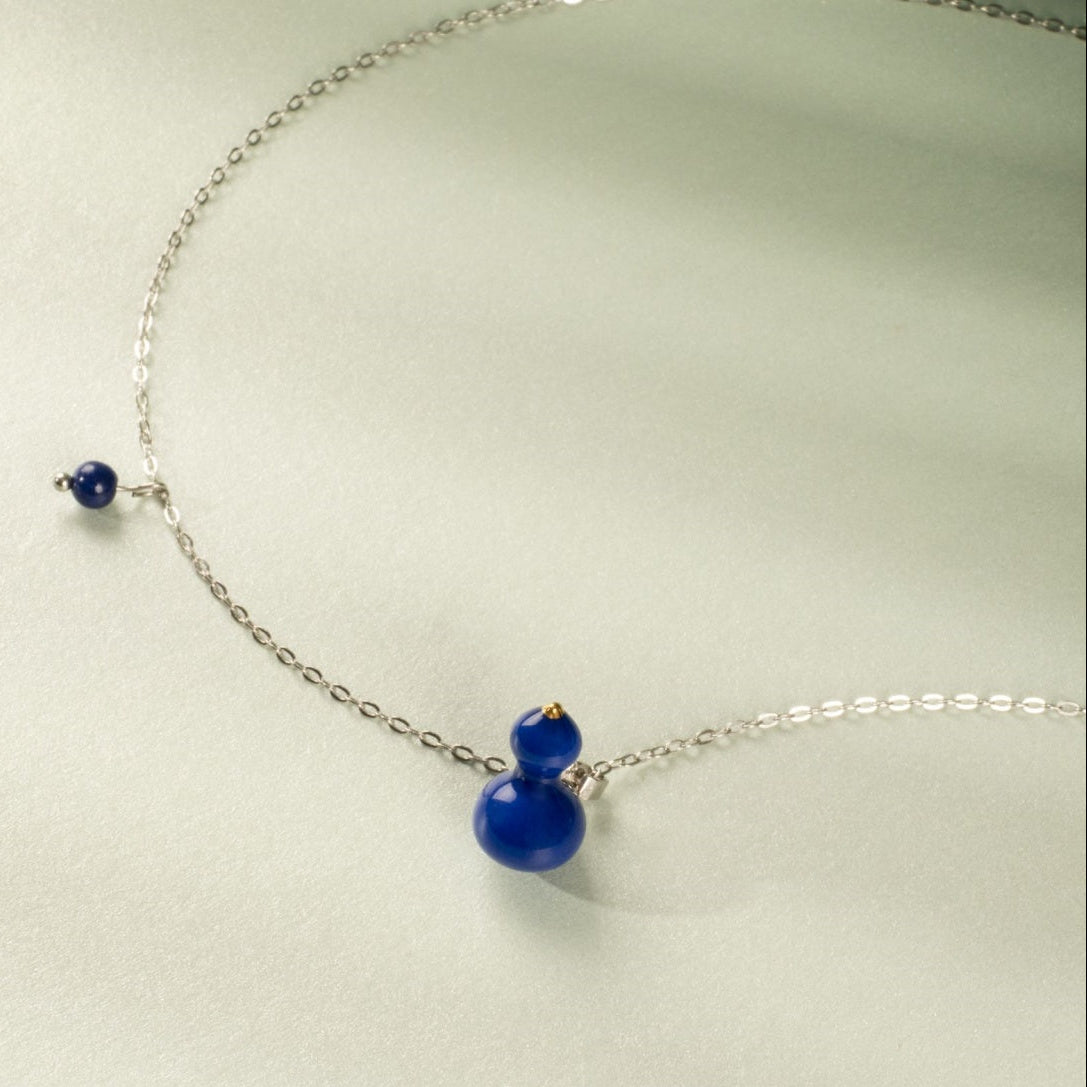 Artisan Blue Ceramic Gourd Jewelry Collection