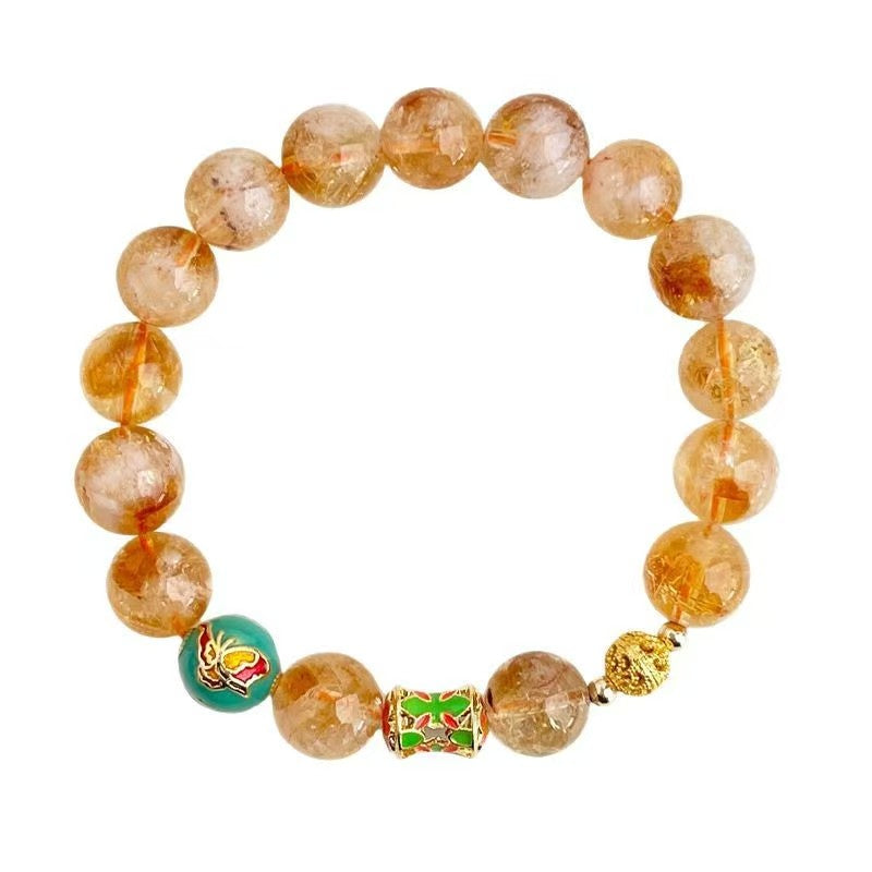 Handmade Natural Yellow Tower Crystal Bracelet