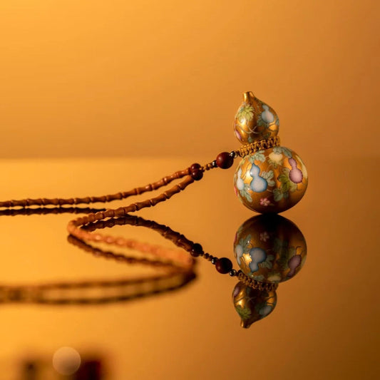 Exquisitely Handcrafted Gilded Ceramic Gourd Sweater Chain（long necklace）