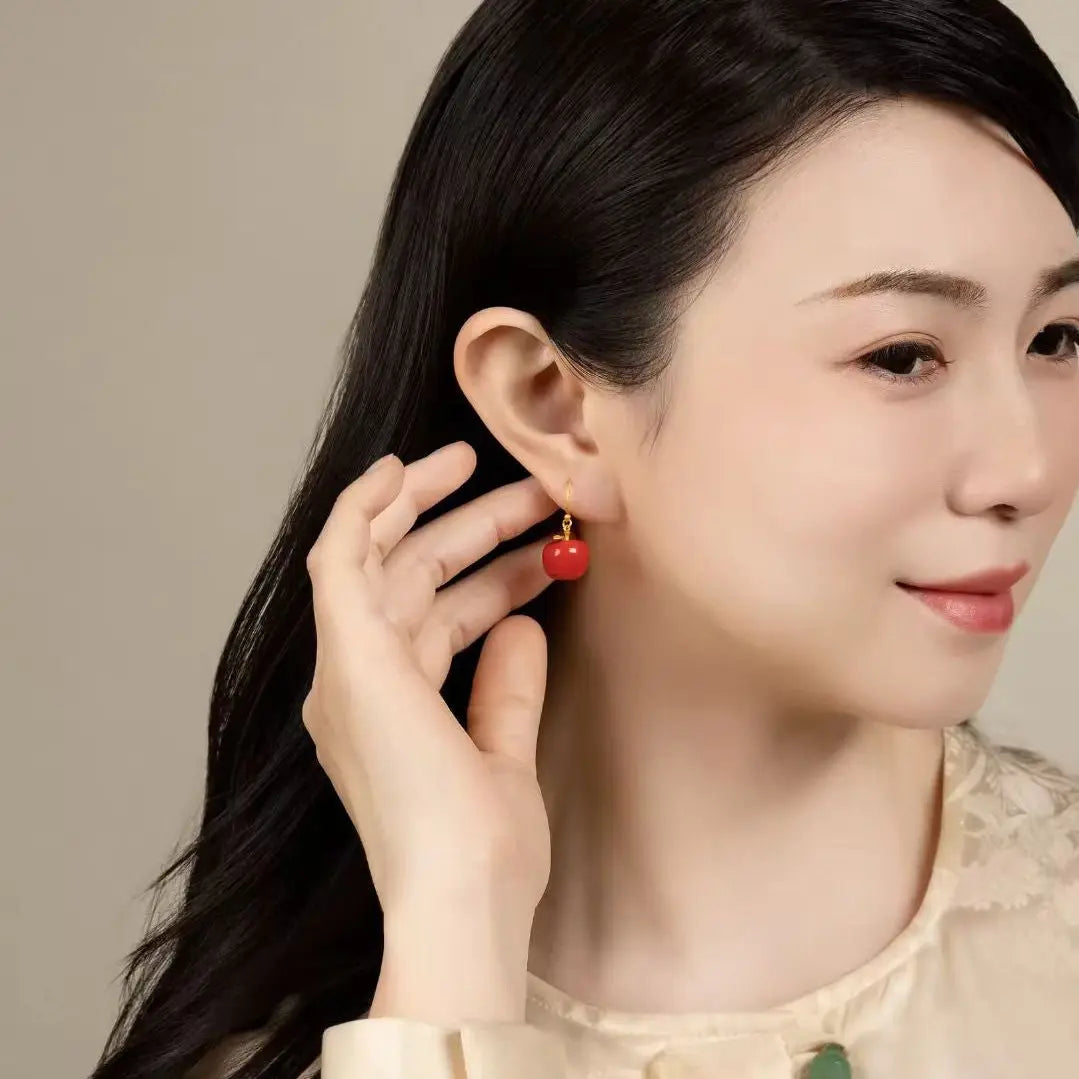 Handmade Apple-Themed Ceramic Jewelry Set A&N