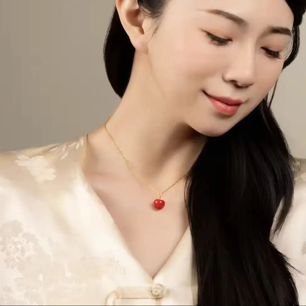 Handmade Apple-Themed Ceramic Jewelry Set A&N