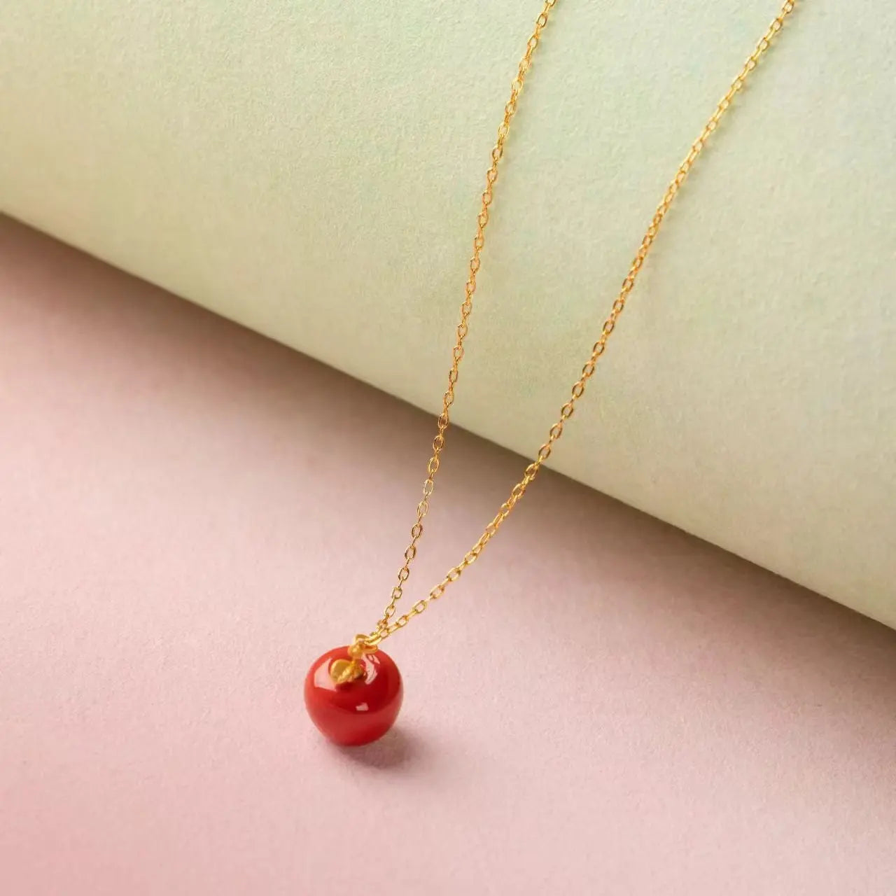 Handmade Apple-Themed Ceramic Jewelry Set A&N