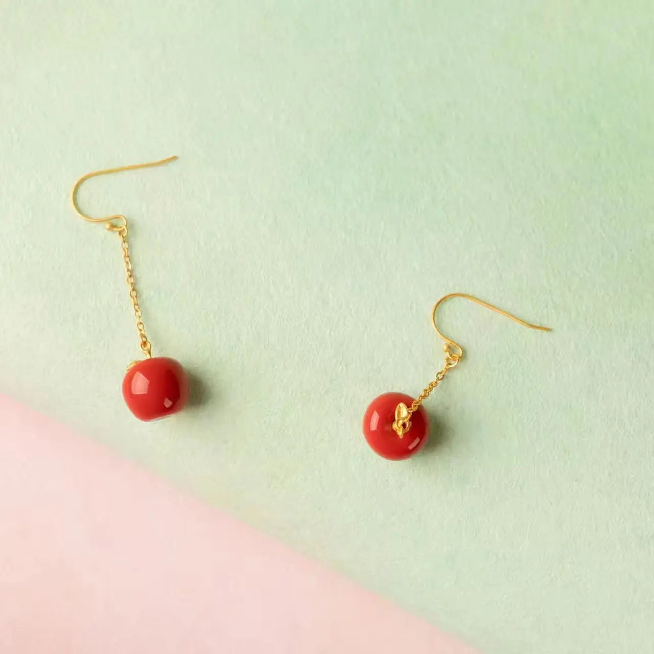 Handmade Apple-Themed Ceramic Jewelry Set A&N