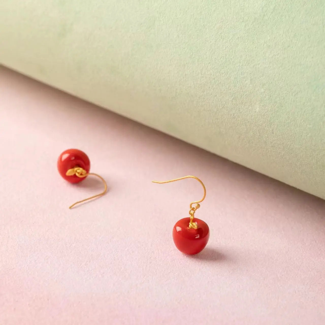 Handmade Apple-Themed Ceramic Jewelry Set A&N