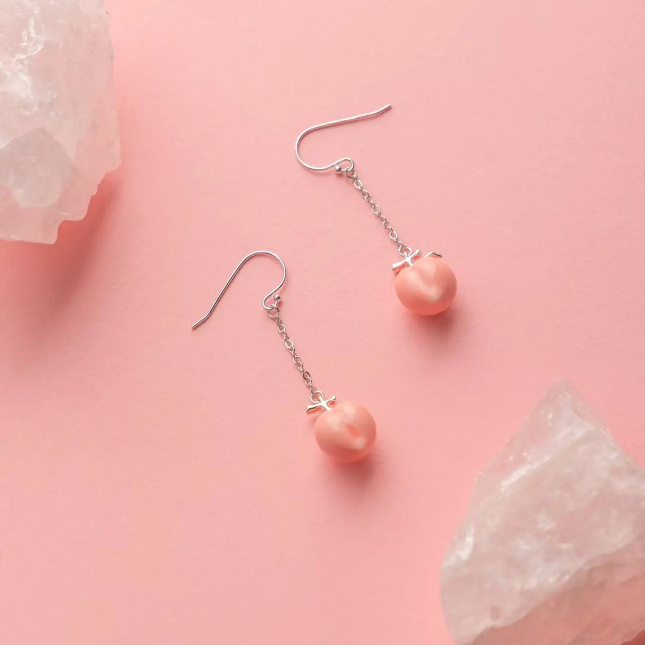 Handmade Peach-Themed Ceramic Jewelry Set A&N