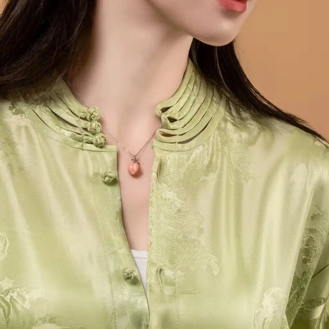 Handmade Peach-Themed Ceramic Jewelry Set A&N