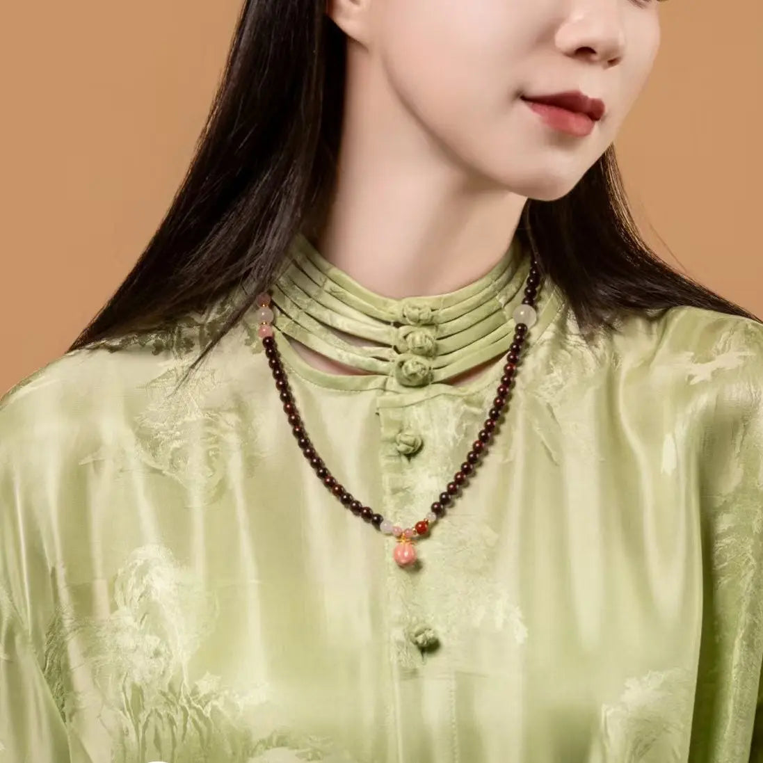 Handmade Peach-Themed Ceramic Jewelry Set A&N