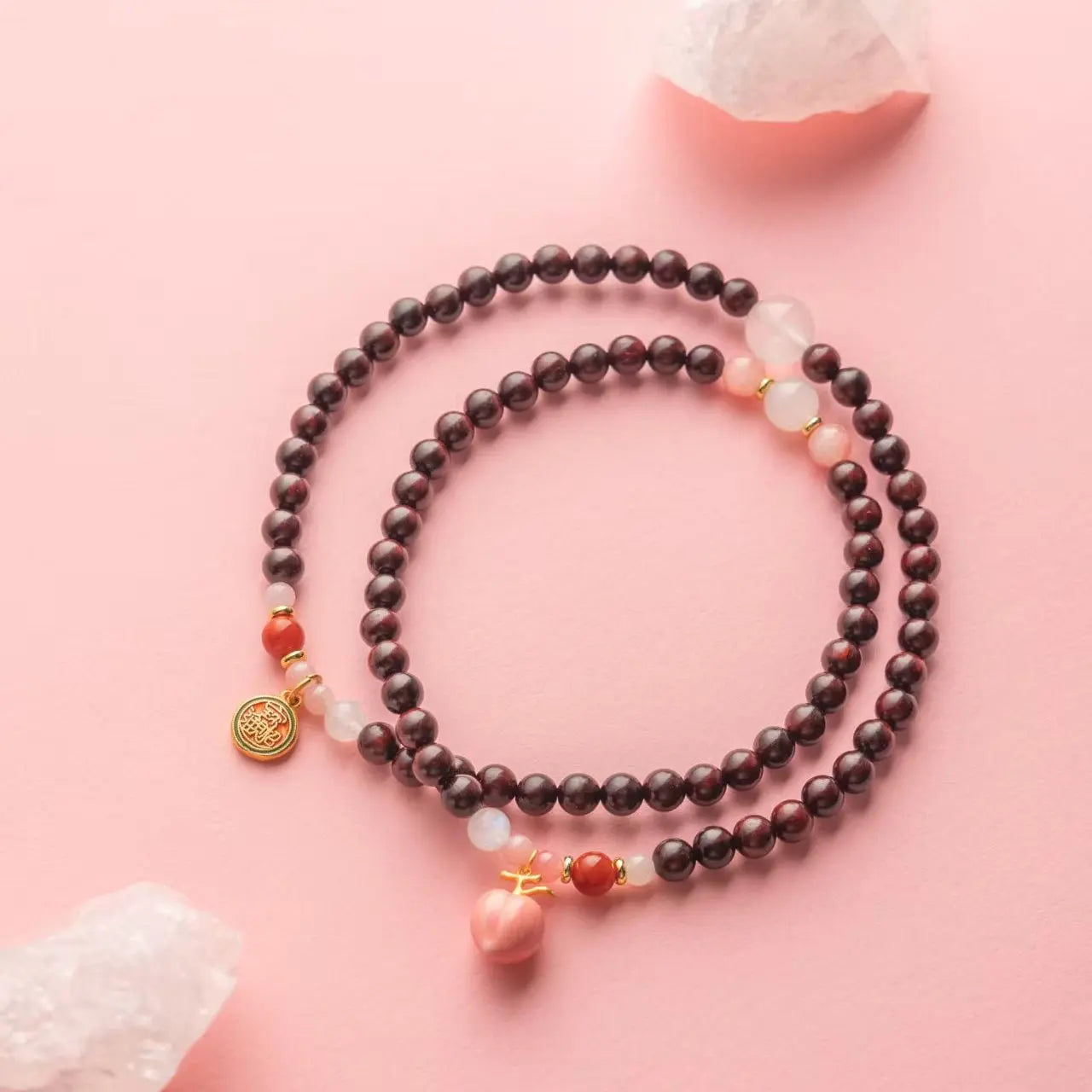 Handmade Peach-Themed Ceramic Jewelry Set A&N