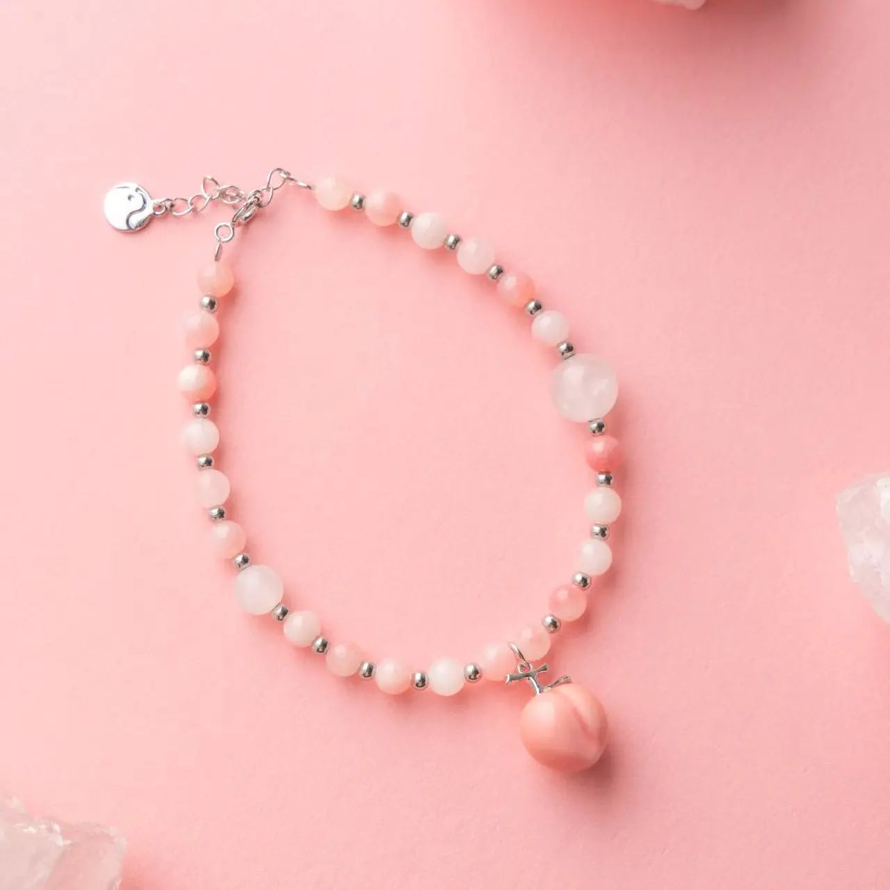 Handmade Peach-Themed Ceramic Jewelry Set A&N