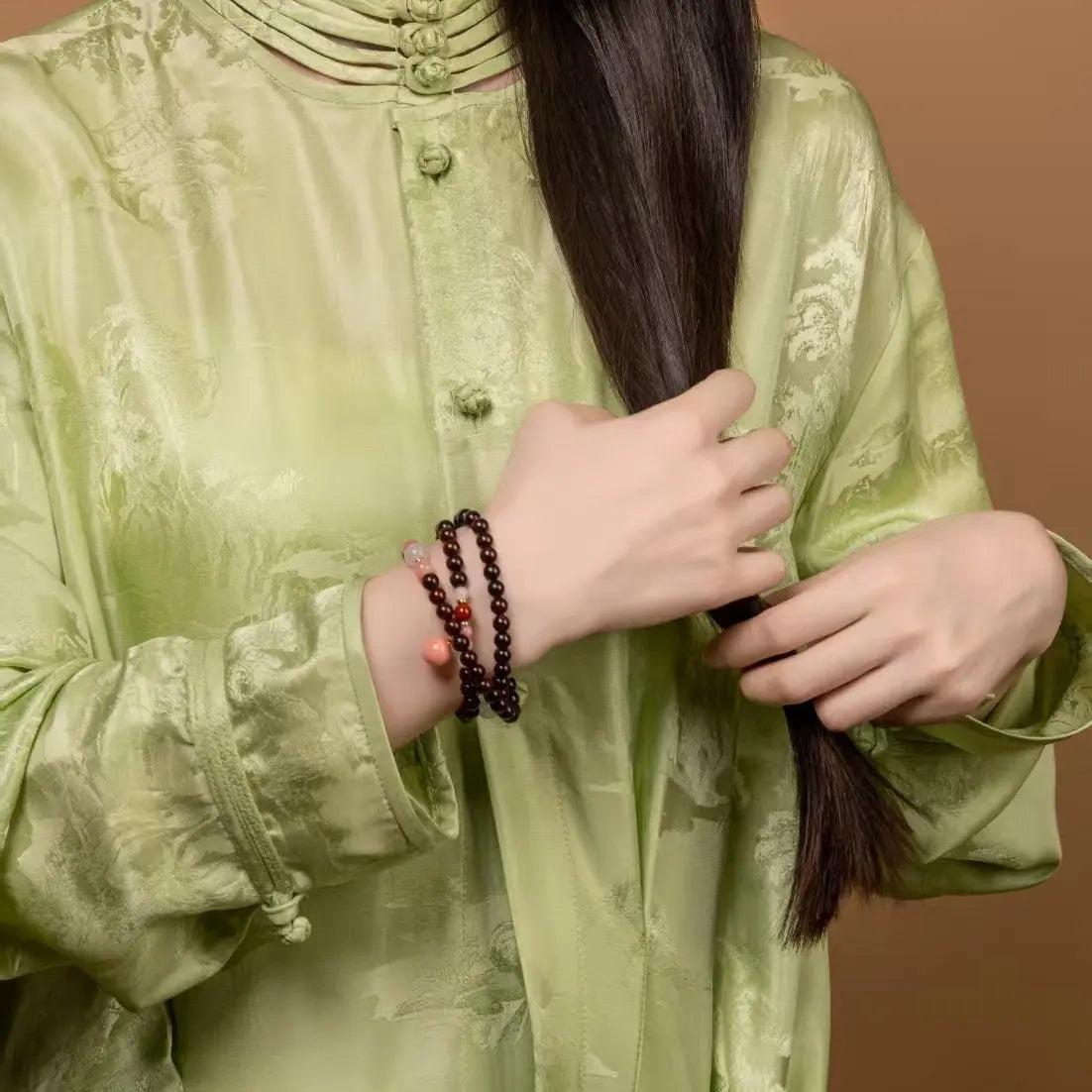 Handmade Peach-Themed Ceramic Jewelry Set A&N