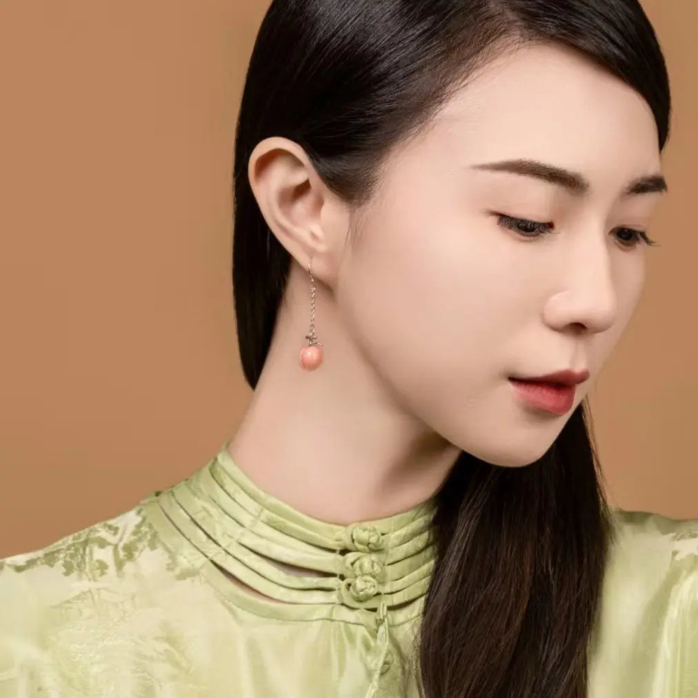 Handmade Peach-Themed Ceramic Jewelry Set A&N