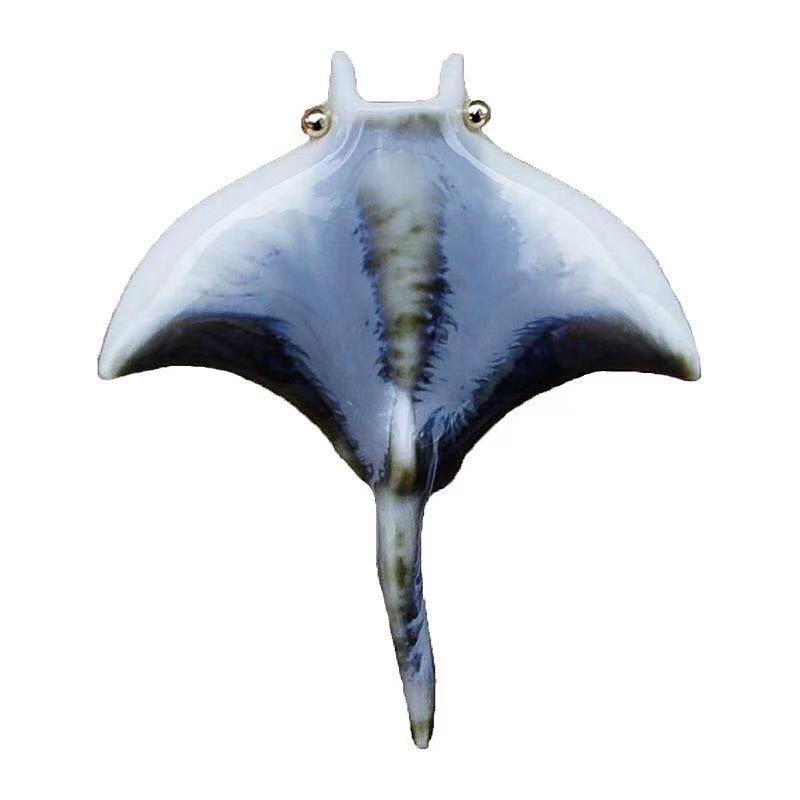 Manta Ray Ceramic Brooch