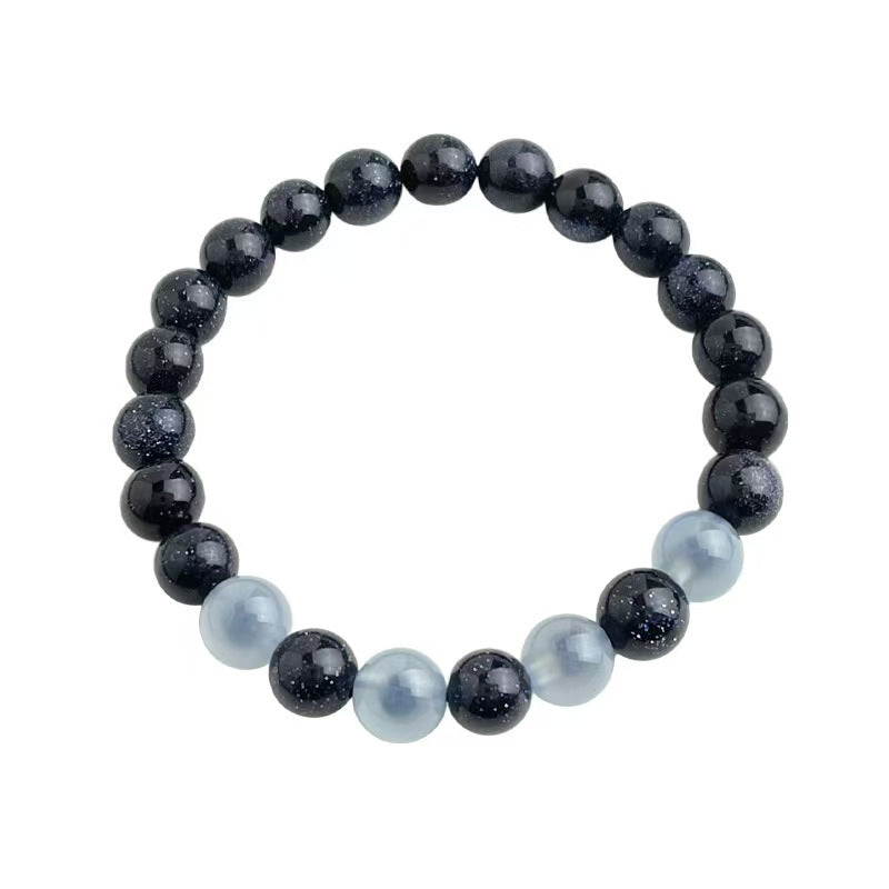 Handmade Blue Sandstone & Sugar Heart Agate Bracelet