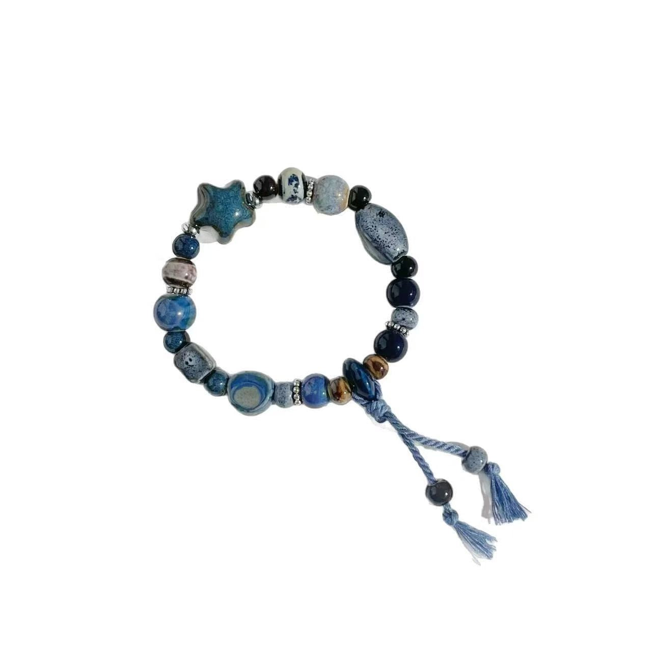 Ocean-Inspired Blue Ceramic Starfish Bracelet
