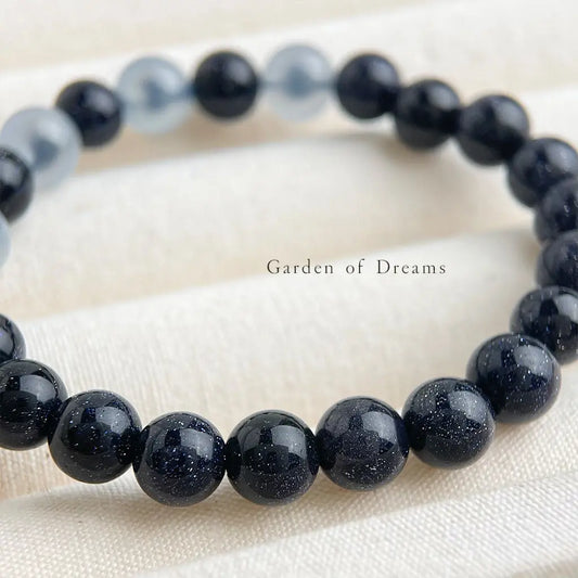 Handmade Blue Sandstone & Sugar Heart Agate Bracelet A&N