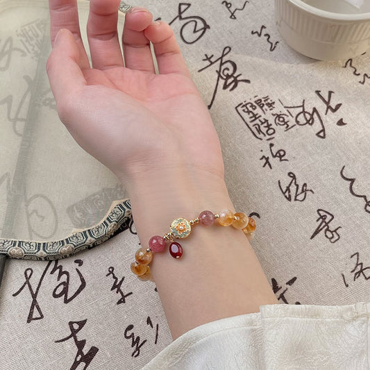 Handmade Warm Multi-Color Mixed Citrine Bracelet