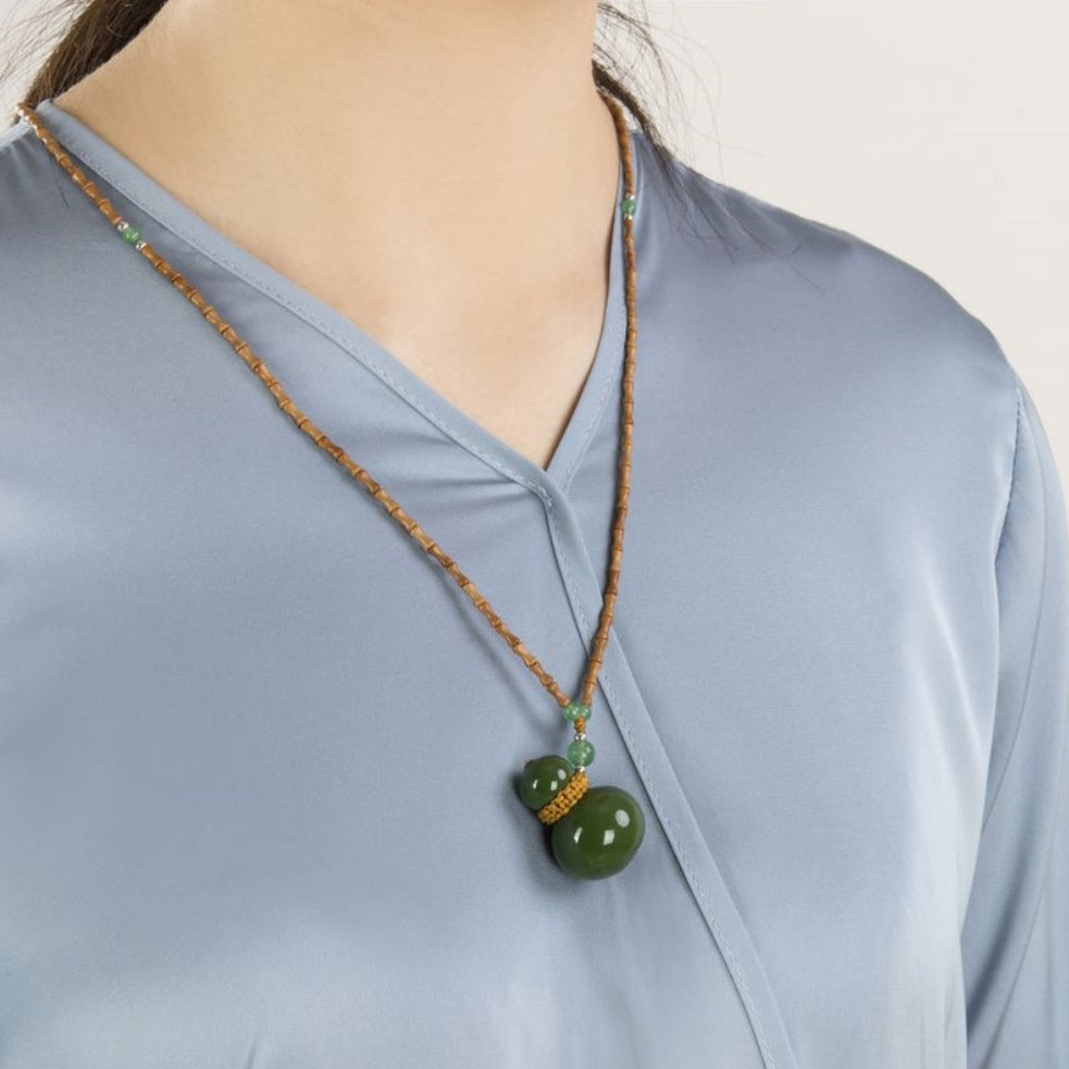 Artisanal Bright Green Gourd Ceramic Jewelry Set