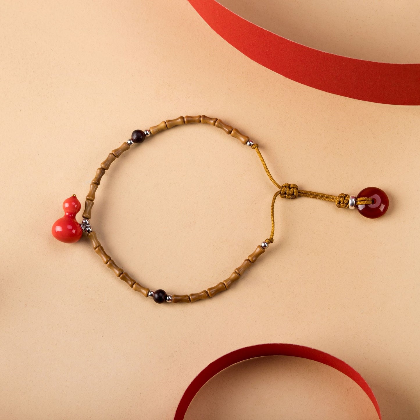 Artisan Red Ceramic Gourd Jewelry Set