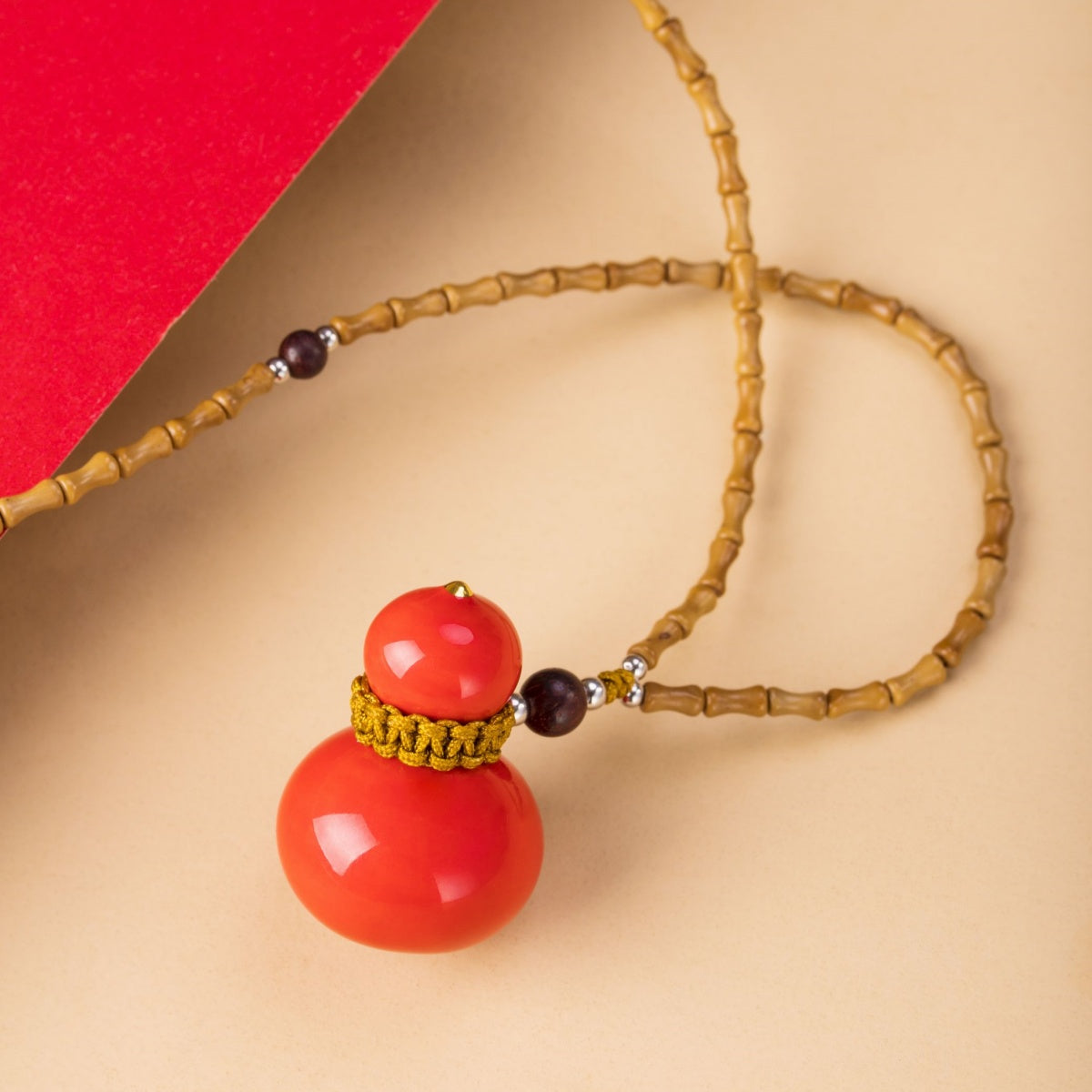 Artisan Red Ceramic Gourd Jewelry Set