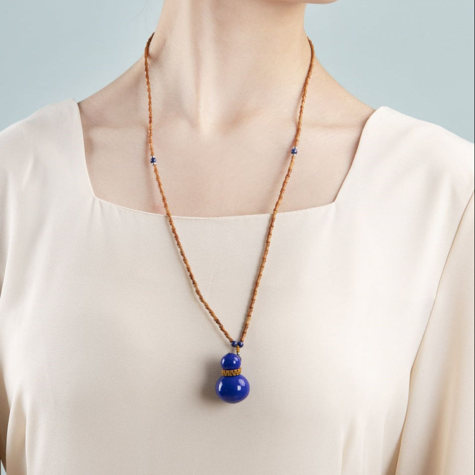 Artisan Blue Ceramic Gourd Jewelry Collection