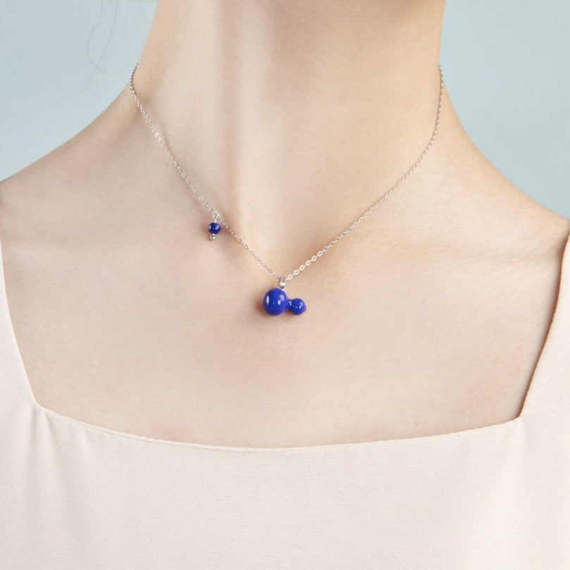 Artisan Blue Ceramic Gourd Jewelry Collection