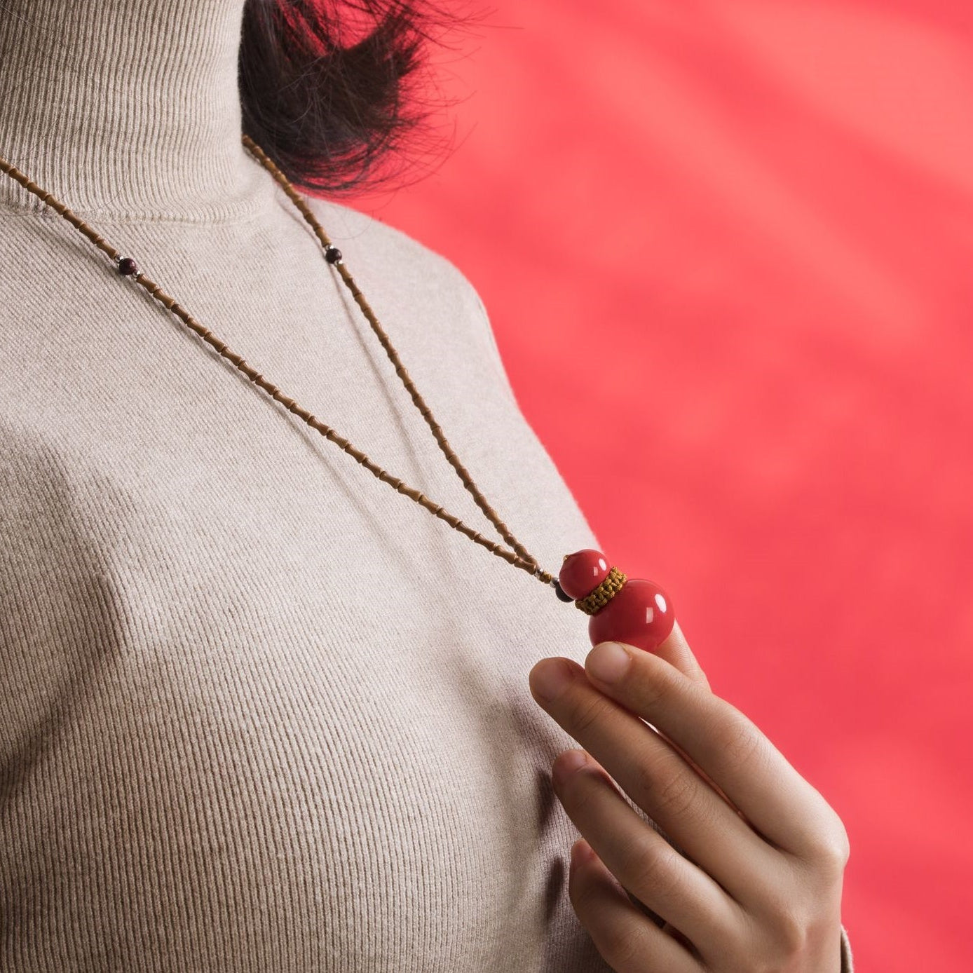 Artisan Red Ceramic Gourd Jewelry Set