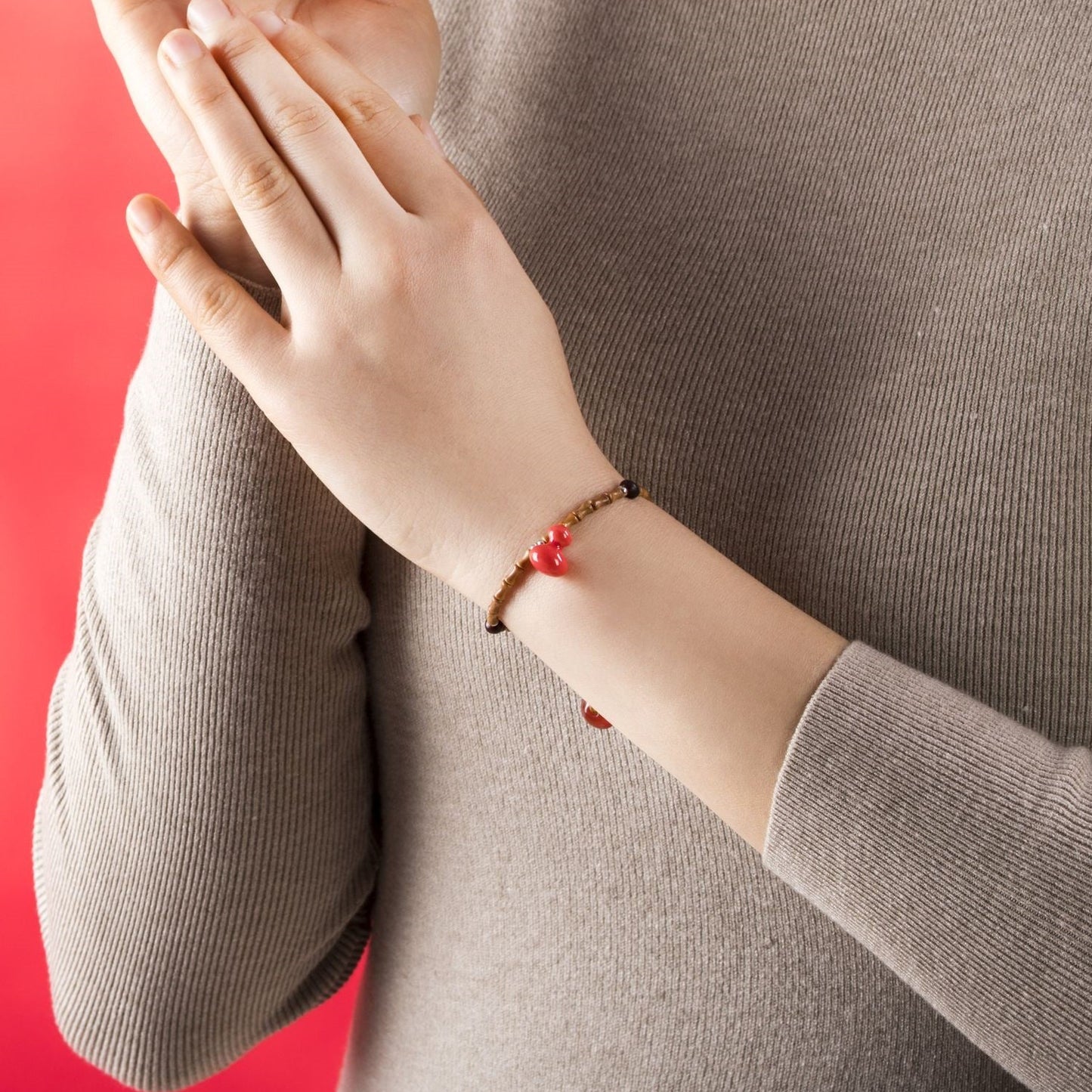 Artisan Red Ceramic Gourd Jewelry Set